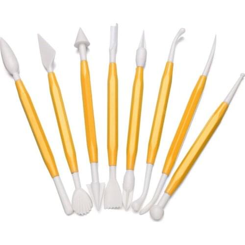 8PCS Set Cake Decorating Tools Fondant Flowers Modelling Set Engraving Tools Baking Pastry Fruit Fondant Cake Blades Knife