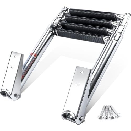 4 step stainless steel marine boat ladder yacht polished steel telescope ladder(shipment from Italy)