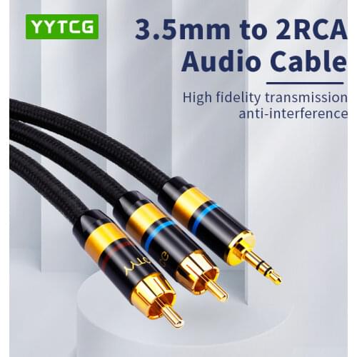 HiFi cable audio RCA cable Audio signal wire plug 3.5mm aux plug convert two RCA plug