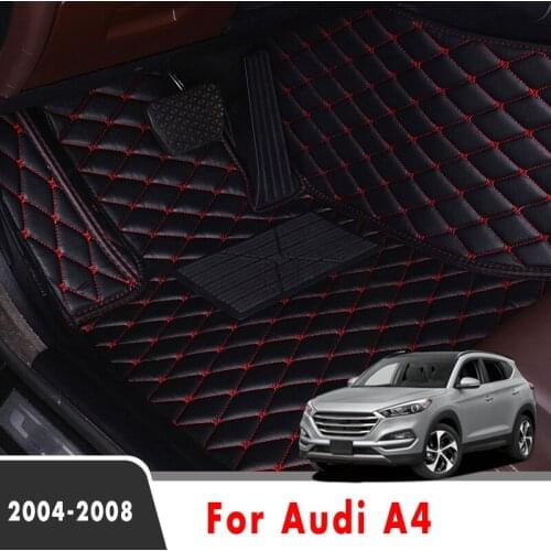 Car Floor Mats Leather Carpets For Audi A4 2008 2007 2006 2005 2004 Auto Interior Accessories Rugs Waterproof Protector Custom