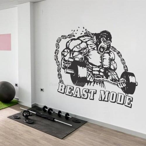 Large King Kong Fitness Gym Wall Decals Bodybuilding Kettle Bell Vinyl Wall Stickers Gym Studio Motivational Wall Decal LL2643