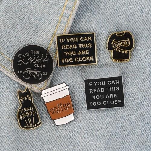 Introvert Loner Loser Club Enamel Pins Autism Badges Custom Cat Brooches Bag Clothes Lapel Pin Punk Jewelry Gift Wholesale
