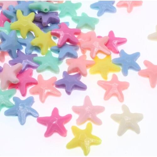 CHONGAI 50Pcs Starfish beads Mixed Candy Color Acrylic Beaded DIY Accessories Beads For Jewelry Bracelets Making 10mm