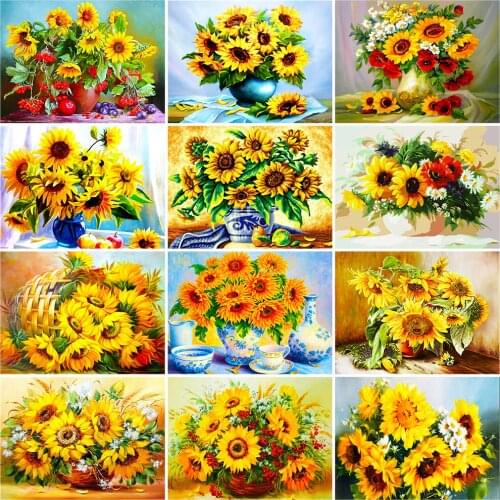 Evershine 5D DIY Diamond Painting Sunflower Full Square Diamond Embroidery Flower Cross Stitch Kit Rhinestones Mosaic Home Decor