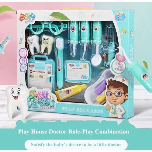 Simulation Doctor Childrens Play House Toy Set, Small Dentist Clinic Set, Puzzle Injection, Stethoscope, Medical Tools
