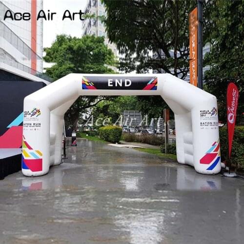 Customized standing free 26 ft wide 4 legs white inflatable event arch,Start finish line archway with banner for sport runners