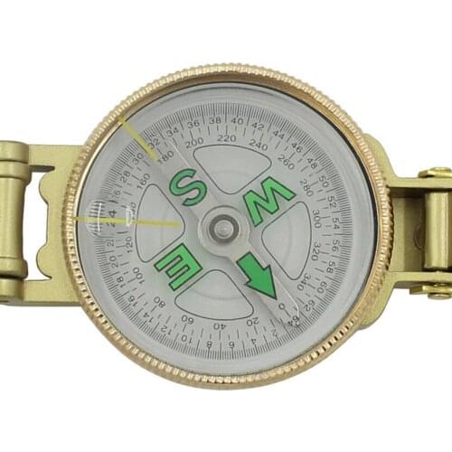 Kirsite Liouid Filled Lensatic Compass Luminous Marching Line Pocket Foldable Outdoor Camp Map Compass with Ruler Metal Case