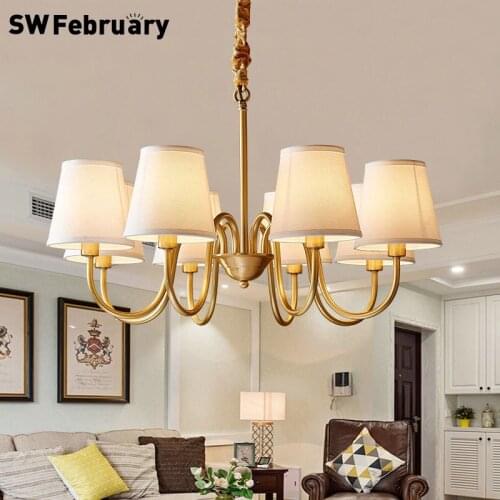Copper American Chandelier Living Room Fabric Pastoral Country Modern Minimalist Nordic Creative Bedroom Study Dining Room Light