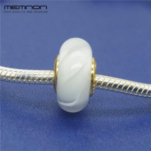 Memnon White Waves Glass Murano charms 925 sterling silver jewelry beads with gold fit charm bead bracelets diy for women BD171