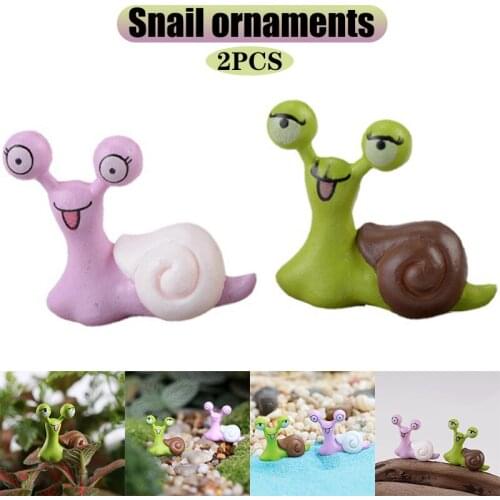 2pcs DIY Mini Miniature Fairy Garden Snail Ornament with Big Eyes Pots Crafts Decor Accessory Super Cute Free Home Decor