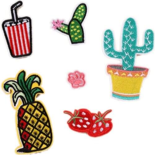 Cactus Iron on Patches Embroidered Clothes Pineapple Patch for Clothing Woman Clothes Stickers Garment Apparel Accessories
