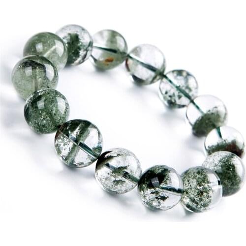 Natural Green Phantom Quartz Crystal Clear Round Stone Big Beads Fashion Women Bracelet 16mm