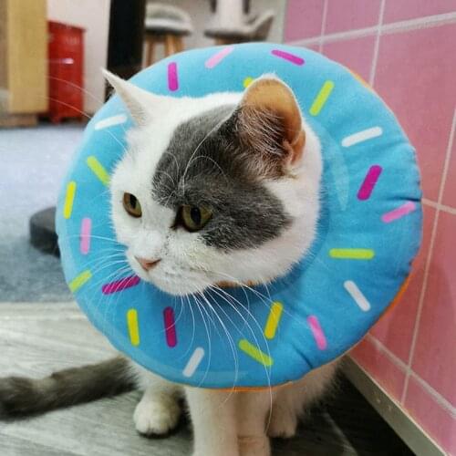 Pet Dog Cat Collar Adjustable E-Collar Wound Healing Soft Prevent Bite Elizabeth Circle Cute Donut Pet Protection Collar For Cat