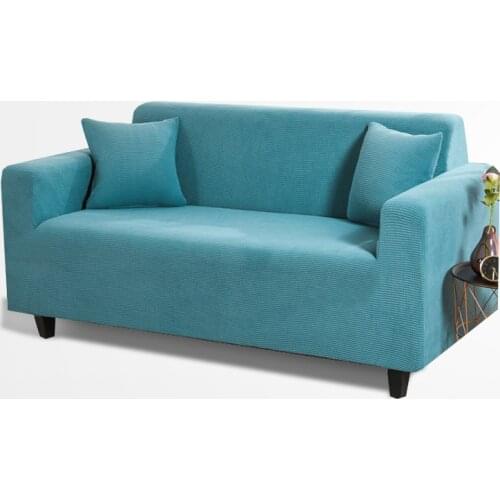 Thick Velvet Sofa Cover for Living Room, All-Inclusive Wear-Resistant Non-Slip,Used For 1 2 3 4 Seater, Light Blue
