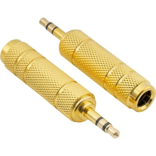 Musiclily Professional 6.35mm Plug to 3.5mm Jack Audio Stereo adapter Converter, Gold (2 Pieces)