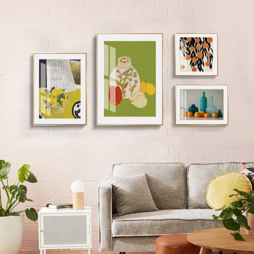 Nordic literature and art small fresh vase fruit living room dining room mural poster print picture canvas decorative picture