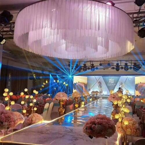 Wedding ceiling yarn decoration S cloud top yarn stage ceiling Organzation wave yarn T stage skirt props one and double layer