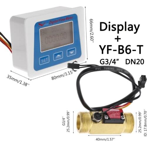Battery Type Display And G3/4" Water Flow Sensor Meter Sea Zhong Jiang Digital Flowmeter And Flow Sensor YF-B6-T