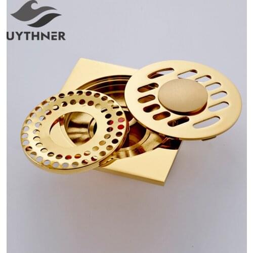 Uythner Free Shipping Wholesale And Retail Antique Brass 10*10cm Bathroom Square Floor Drain Factory Direct Sales