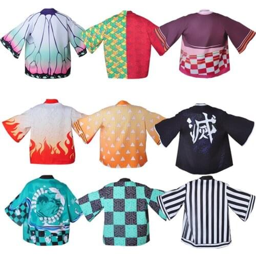 2021 Anime Demon Slayer Tanjirou Kamado Cosplay Costume Kimetsu No Yaiba Men Women Kids Kimono Halloween Cos Clock Gift Cloth