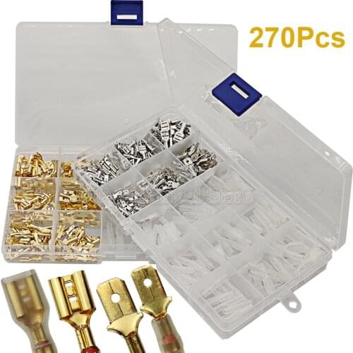 270Pcs 2.8/4.8/6.3mm Insulated Wire Connector Set Electrical Wire Terminal Crimp Spade Female Socket Connectors Assortment Kit