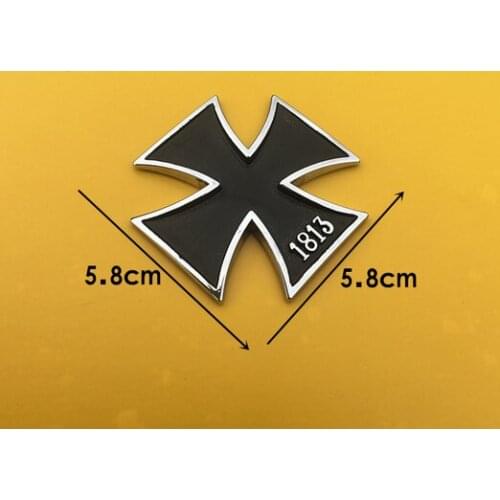 3D Black Auto Car Stickers Metal Cross 1813 Shape Chrome Badge Emblem Decal Motorbike Car Accessories