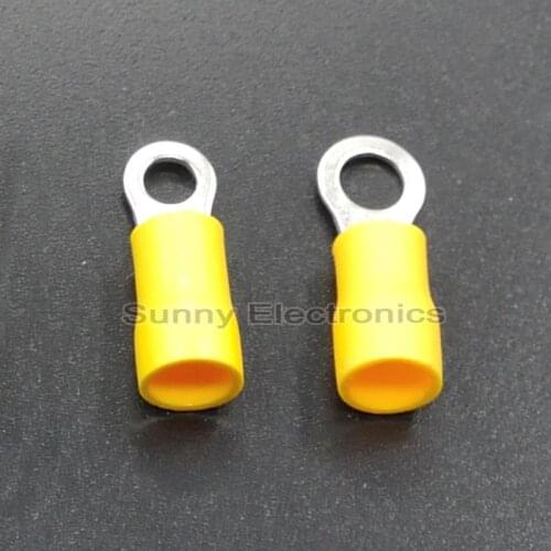 500Pcs 12-10AWG #6 Yellow Ring Insulated Wire Connector Electrical Crimp Terminal RV5.5-3.7