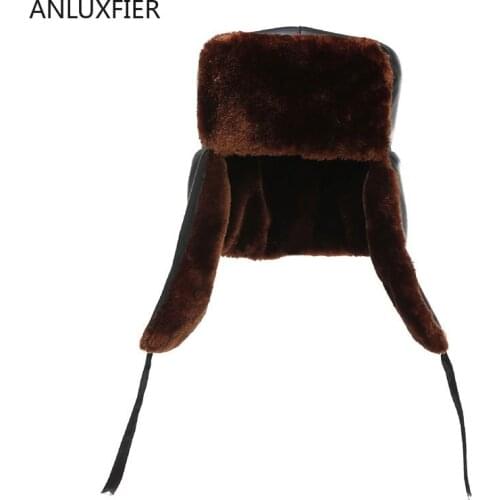 B-8545 Lady Winter Hat Outdoor Warm Fur Cap Ear Protection Bomber Hats Male Windproof Winter Lei Feng Cap Plus Size Warm Hat