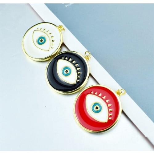 New Fashion Red Black Round Evil Eye Copper CZ Snake Chain Necklace Jewelry Cubic Zirconia Pendants for Lady Girls Birthday Gift