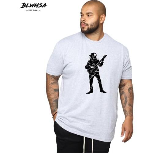 BLWHSA Guitar Singer Printed T Shirt Men Fahion Summer T-shirts Brand Guitar Music Enthusiast Funny Print T-Shirt Men Plus Size