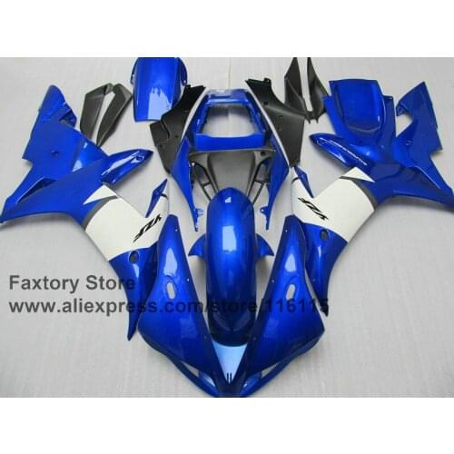 Custom ABS injection fairings kit for YAMAHA R1 2002 2003 YZF R1 02 03 blue white motorcycle body repair fairing kits