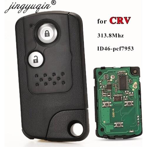 Jingyuqin 2 Buttons Full Smart Remote KeylessGo Fob 313.8MHZ With ID46 pcf7953 Chip For Honda CRV Car Key