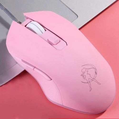 Computer Gaming Mouse Optical Wired Ergonomic Mause Colorful Backlit 3200 DPI 6 Buttons Pink Cute Gamer Mice For PC Laptop Girl