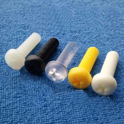 M6x20 Yellow white clear transparent black 4 color pan head nylon plastic screw isolution bolt anti corrosion cross round head