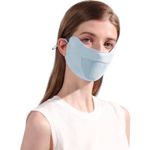 Fashion Face Mask Ice Silk Breathable Cycling Anti-dust Anti-fog Sunscreen Mask Full Face Covers With Ears Bandana Decoration
