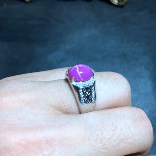 Beautiful pink natural Star Ruby gemstone ring for man 925 sterling silver fine jewelry boy girl ring powerful birthday gift