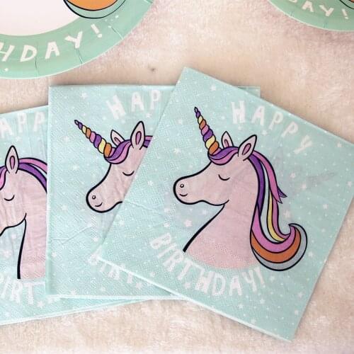 Unicorn Happy Birthday Party Disposable Tableware Set Birthday Cups Plates Tableware Decoration for Kids Birthday Party Supplies