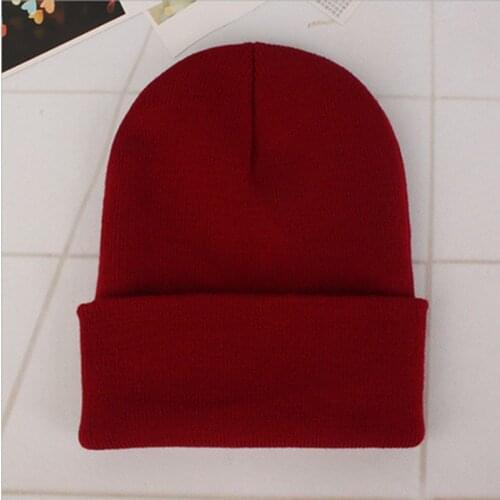 Winter Warm Outdoor Fluorescent Beanie Cap Men Women The Same Style Acrylic Solid Color Acrylic Autumn Winter Knitted Hat S100