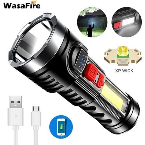 Outdoor Portable Strong Light Flashlight Super Bright Long-range USB Spotlight COB Led Torch Waterproof Tactical Lantern