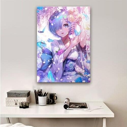 Hot New Poster Anime Wall Canvas Rem Re Zero Anime Poster Canvas Painting Wall Art Decor Living Room Bedroom Home Decoration