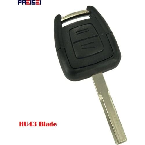 PREISEI 2 Button Replacements Remote Car Key Case Fobs Blank For Vauxhall OPEL Vectra Astra Zafira HU43 Blade