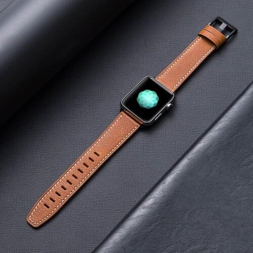 Leather strap For Apple watch band 44mm 40mm 38mm 42mm 44 mm Genuine Leather watchband bracelet iWatch serie 6 5 4 3 se band