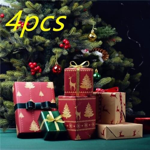 Christmas gift wrapping paper 50x70cm Holiday gift decoration paper 4pcs Christmas series gift wrapping paper