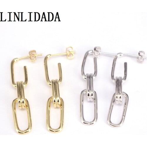 5Pairs Gold Silver Color Dangle Earrings Engagement Drop-Earrings Metal Link Chain For FriendJewelry Gift