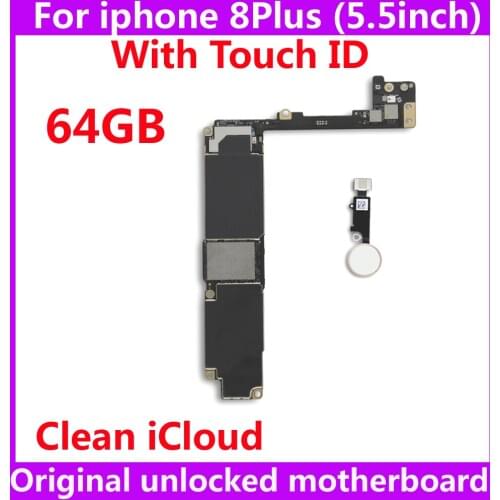IOS system logic board for iphone 8 Plus 64GB unlocked mainboard for iphone 8Plus Original motherboard with / Without touch ID