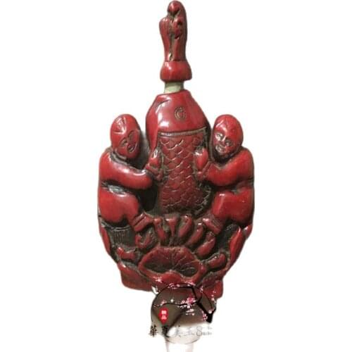 Antique ornament red coral snuff bottle home decoration office creative figure