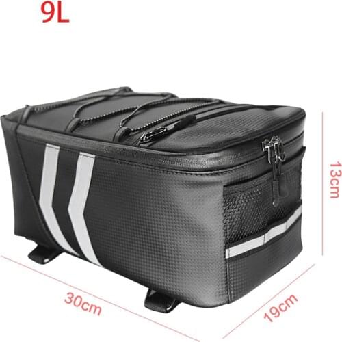 PU 9L Bike Rear Seat Bag Bicycle Cycling Tail Pannier Rack Trunk Storage Bag