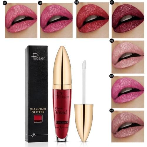 Brand Sexy Color Changing Glitter Lipstick Liquid Metallic Lip Gloss Diamond Waterproof Pearl Lipgloss Women Makeup Lip Batom