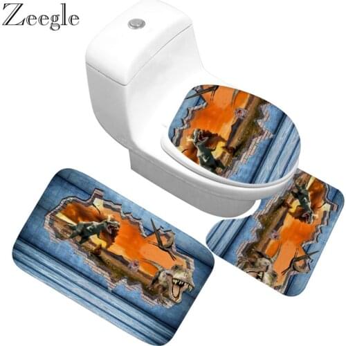 Zeegle Halloween Bloody Bath Mat Anti Slip Bathroom Mat Set Coral Fleece Floor Bath Mats Washable Bathroom Toilet Rugs