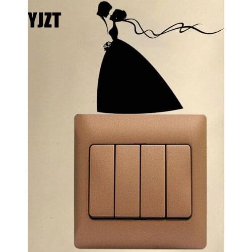YJZT Bride Groom Wedding Family Fashion Decor Vinyl Wall Decals Home Light Switch Stickers S18-0123